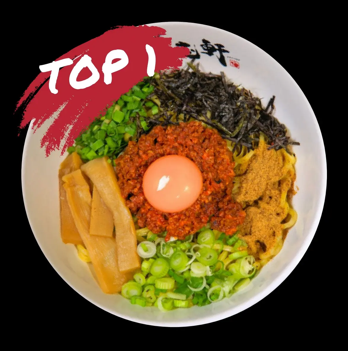 Top 1 Original Aburasoba dish at Kajiken Fullerton Japanese Aburasoba Restaurant, featuring fresh homemade noodles, secret sauces, ajitama egg, and specially selected toppings